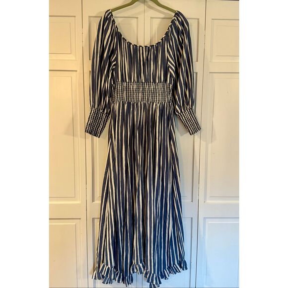 By Anthropologie striped sweetheart smocked midi dress size small - Picture 6 of 13